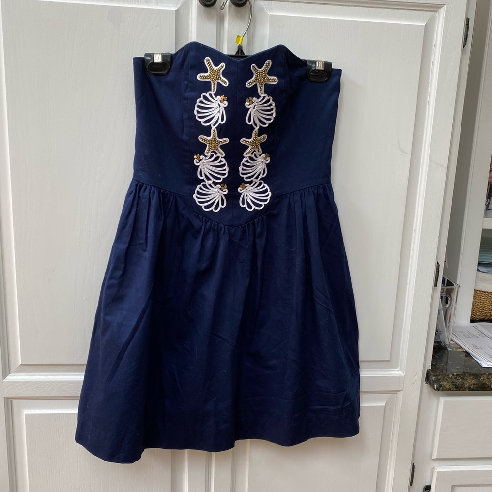 Navy blue strapless Lilly Pulitzer dress